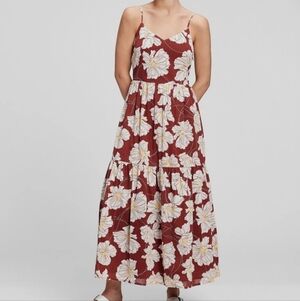 GAP Brown and White Floral Cami Maxi Dress